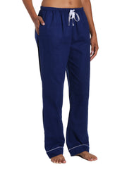 Womens 100% Cotton Flannel Lounge Pants - Midnight Blue