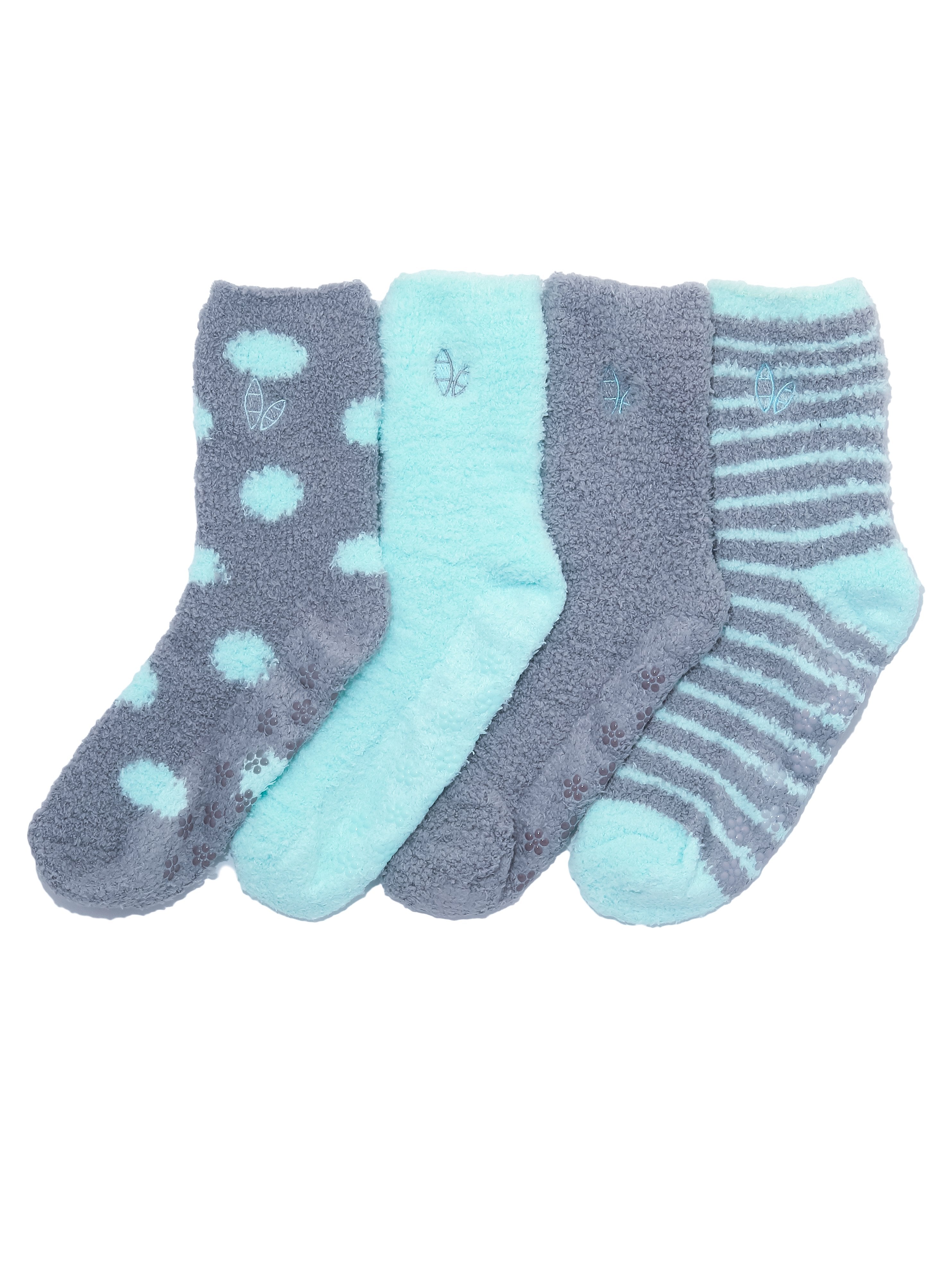 Women's (4 Pairs) Soft Anti-Skid Fuzzy Winter Crew Socks - Set A5