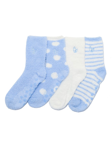 Women's (4 Pairs) Soft Anti-Skid Fuzzy Winter Crew Socks - Set A8