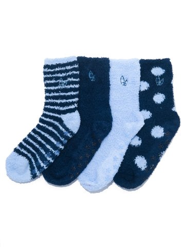 Women's (4 Pairs) Soft Anti-Skid Fuzzy Winter Crew Socks - Set A9